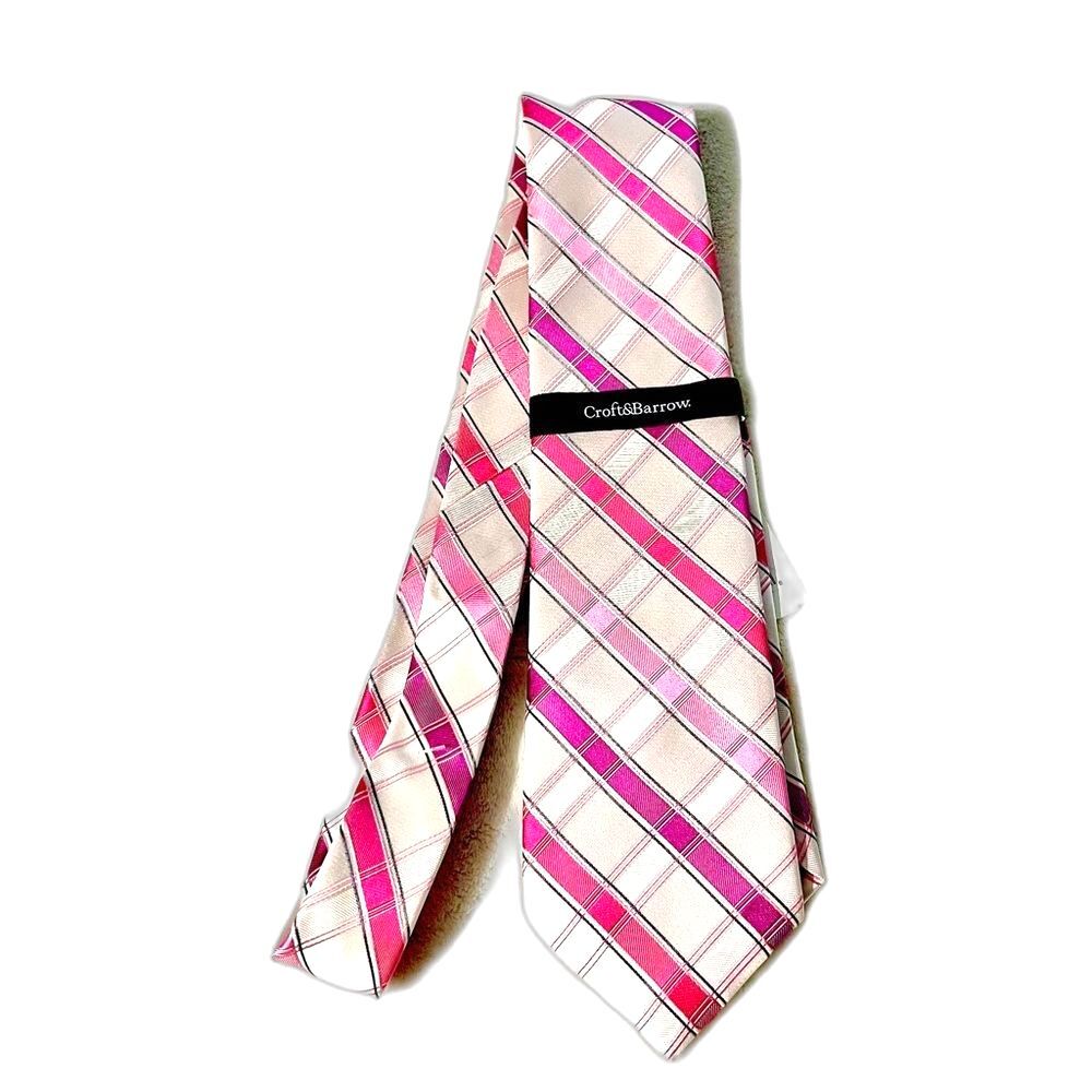 Croft & Barrow Pink Neon Plaid Men's Tie